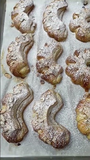 Bear Claws made with Danish dough and almond filling.