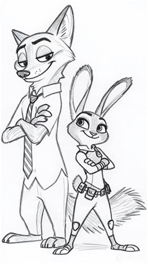 Drawing Nick Wilde & Judy Hopps in Zootopia 2🦊🐰Realistic Hand Drawing Timelapse#zootopia2 #shorts