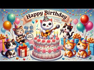 🎉🐱 Happy Birthday Cat Song | Cute Cat Singing "Happy Birthday to You" 🎂