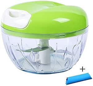 Manual Garlic Chopper Grinder with Peeler Hand Pull Food Slicer 3 Blades Cutting Mix for Fruit, Vegetable, Onion,Tomato
