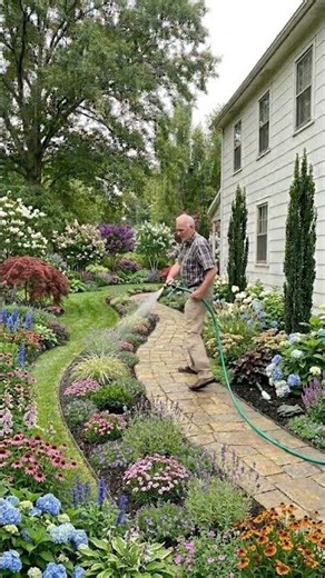 This garden pathway looks like something from a dream 🌸🌿 #YouTubeShorts