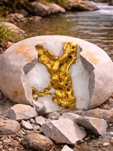 Satisfying Raw gold vein extraction from quartz #gold #goldvein #quartz #satisfying #extractions