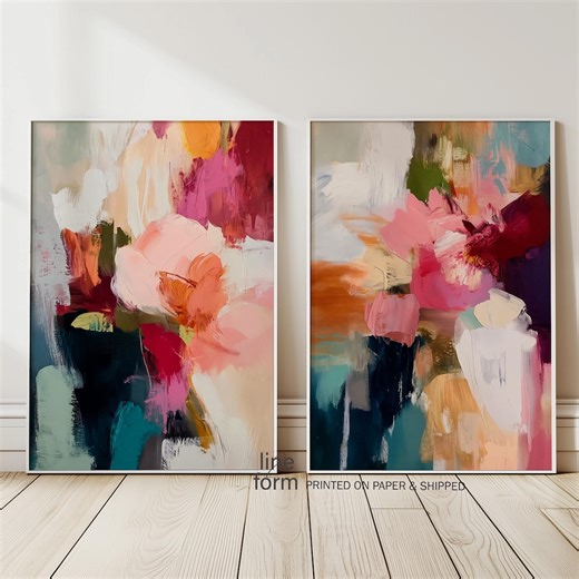 Colorful Abstract Art Print Set of 2: Modern Home Decor - Etsy