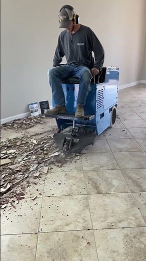 Flooring removal with a Terminator Infinity Bartell global. Ride on floor scraper #battery powered!!