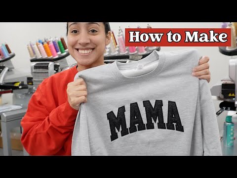 How I Make the Glitter Heat Transfer Vinyl Embroidered Mama Sweatshirts | Appliqué Tutorial