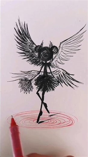 How to Draw a Dark Angel Silhouette 🖤✨ #shorts #viral #art