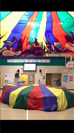 Parachute Lesson Closure in "The Tent" #physed #teamwork #teacher #parachute
