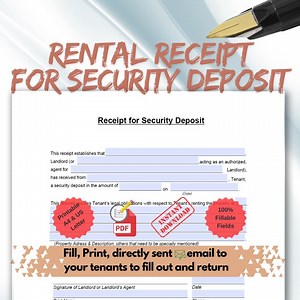 Rental Security Deposit Receipt Form Template, Fillable, Printable, Downloadable - Etsy Australia
