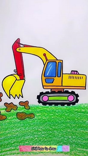How to draw simple backhoe #drawing #draw #painting I Chill how to draw