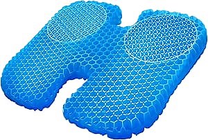 Gel H Shaped Seat Cushion Particles Massage Pad for Long Siting Hemorrhoids Prostatitis Pressure Sores Relief Soft&Breathable for Desk Office Products Driving Wheelchair Pregnancy（17.7x16.5x1.57in