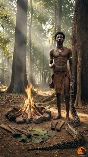 ANCIENT COOKING! Tribal Food Preparation with Giant Python 🍖🔥 Primitive Feast #triballife #africa