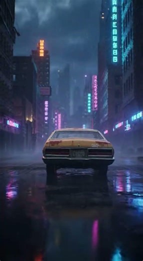Abandoned Car Left in a Futuristic Ruined City