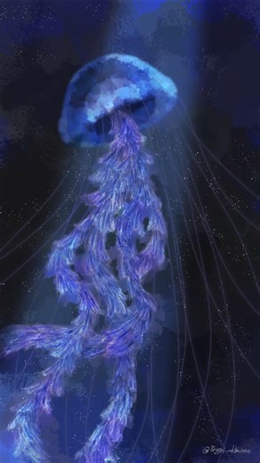 【タイムラプス】幻想的なアトランティックベイネットルを描く｜Jellyfish Illustration #クラゲ #jellyfish #イラスト #illustration #癒し #shorts