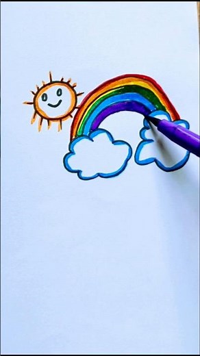 easy and cute sun and clouds drawing #drawing #trending #art #kidsart