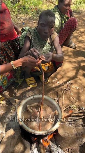 Hadzabe Tribe women cook their food in he wilderness