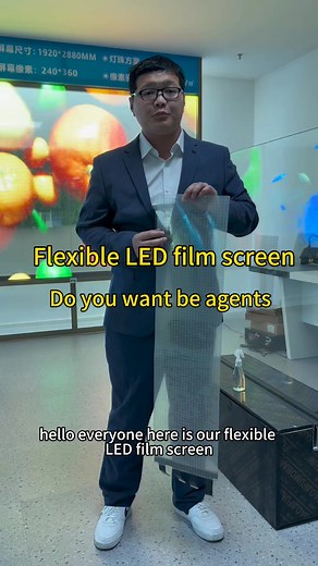Indoor Flexible LED Film Display: Redefine Your Space! Transform any glass surface into vibrant digital canvas with ultra-thin, flexible LED film screen! Designed for effortless installation, simply attach it to windows, walls, or curved surfaces—no complex setup required. Lightweight, bendable, and foldable, it adapts to unique layouts for creative indoor branding, retail displays, or events. Control content wirelessly via smartphone or computer, uploading videos, images, or animations instantl
