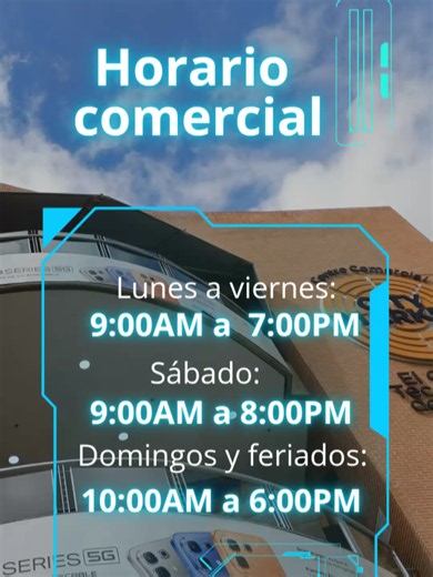 Hay información que siempre es útil tener guardada😉 Si estás planeando tu próxima visita a City Market, aquí te compartimos nuestro horario de atención. 🕘 Lunes a viernes: 9:00 a. m. – 7:00 p. m. 🕘 Sábados: 9:00 a. m. – 8:00 p. m. 🕙 Domingos y feriados: 10:00 a. m. – 6:00 p. m. 💙 Te esperamos para que disfrutes de la mejor experiencia en tecnología, gastronomía y entretenimiento. 📌 Guarda esta publicación para consultarla cuando la necesites. #horario #horariocomercial #centrocomercial #ca