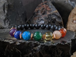 Shungite Chakra Bracelet: Copper & Gemstone Healing Jewelry - Etsy