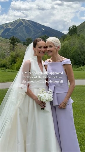 BTS Bride | Behind The Scenes Wedding Content Creators on Instagram: "Giving Miranda Priestly coded! Beyond obsessed with this mother of the bride look designed by the talented bride herself @gab_gaubpyne 💜 Planner | @for.goodtimes BTS Content Creator | @thebtsbride Photographer | @brooketaelorphoto Floral Design | @waywardgreensfloraldesign Dress | @carolinaherrera #weddingcontentcreator #weddingcontentproducer #btscontent #thedevilwearsprada #mountainwedding #annehathaway"