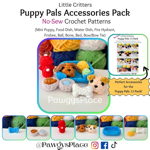 Little Critters Puppy Pals Accessories Pack No Sew Crochet Patterns - Etsy