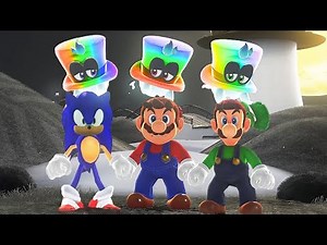 Super Mario Odyssey - 3 Player Race Mario Vs. Luigi Vs. Sonic Full Game Walkthrough (HD)