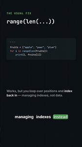 Python enumerate: index and value, no counter