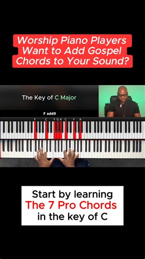 How to PLAY the 7 Pro Chords in the key of C? Today, I will show you how to add gospel chords using the 7 Pro Chords to get you started—fast.” Comment “Download” No matter where you are—USA, Canada, Australia, Nigeria, or the U.K.—The 7 Pro Chords are your first step toward learning gospel piano for Worship musicians and Church musician. Hit play, follow along, and grow fast without years of expensive traditional lessons! . . . . #LearnPiano #PianoLessons #PianoTutorial #worship #PianoLessonsOnl