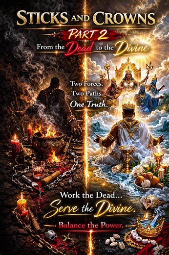 You learned how to work. How to call. How to command what answers. But power… is only one side of the path. Because beyond the smoke… beyond the fire… there is something that does not obey. It calls. Not with fear… but with purpose. Here, you are not the master. You are the chosen. To serve. To honor. To align with something greater than yourself. This is where control ends… and destiny begins. Two forces. Two paths. One truth. ⸻ 🔥 HASHTAGS #padrenuestro718 #SticksAndCrowns #Orishas #santeria #