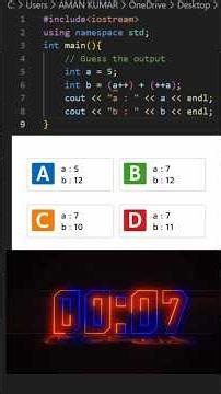 Pre and post increment in C++👍, easy explanation, test your skill # programming #viral