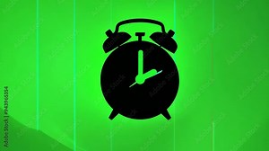 Daily morning routine with alarm clock setup for an energized day ahead in a bright green environment