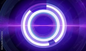Cosmic Pulse: A radiant white circle pulsates with energy, set against a backdrop of swirling purple hues, hinting at cosmic power and technological advancement.