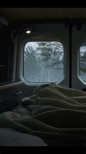 Gentle Rain sounds on camping car for deep sleep and relaxation. !#viral #campping #relaxation