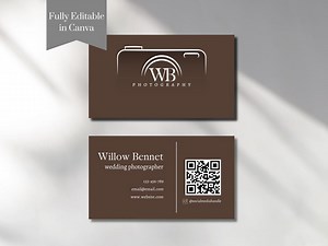 Photography Business Card Template: Minimalist QR Code Design (canva Editable, Digital Download) - Etsy Australia