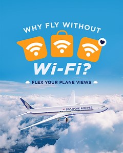 Spotted a great view during your flight? Why not post on the go, and flex about it from 30,000 ft in the air with our free unlimited Wi-Fi for all cabin classes. Learn how to get connected ahead of your flight: bit.ly/freewifiSIA | Singapore Airlines
