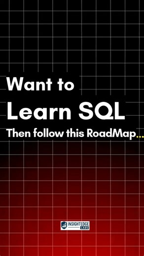 InsightEdge Labs on Instagram: "SQL Learning Roadmap for Beginners to Advanced! If you're starting your Data & AI journey, SQL is the FIRST skill you must master. This roadmap will guide you step-by-step from basics to real-world projects. 🔸Save this reel 🔸Share with friends 🔸Start learning today Want complete tutorials? Check out my YouTube channel: 👉 https://youtube.com/@insightedgelabs?si=jvT-sO4JDGxjNw9b #sql #sqllearning #sqlroadmap #sqltutorial #dataanalytics"