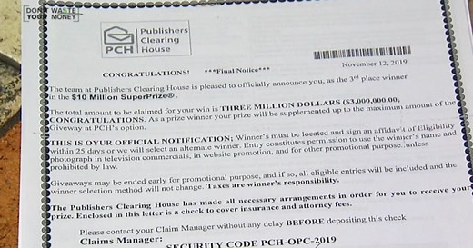 Publishers Clearing House scam season has begun