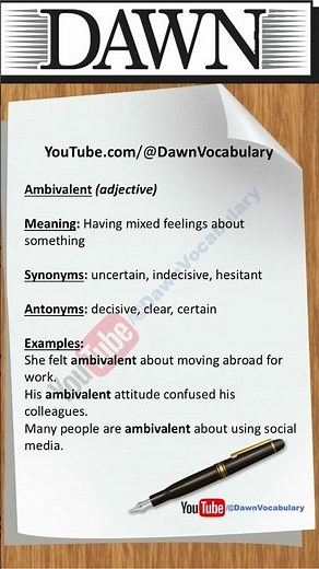 Ambivalent | Meaning, Synonyms, Antonyms & Example Sentences | Advanced English Vocabulary