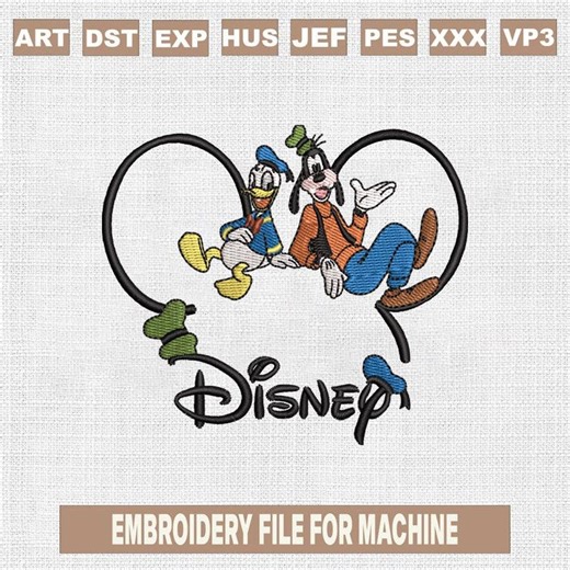 Cartoon Duck Dog Best Friends Embroidery Design, Theme Park Mascot Stitch File, Cute Cartoon Couple Embroidery Pattern, Instant Download - Etsy