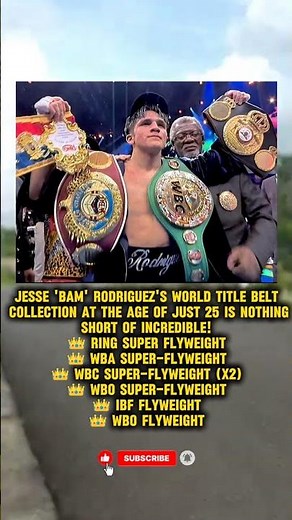 Jesse 'Bam' Rodriguez's world title belt collection #jesserodriguez #boxingnews #boxing