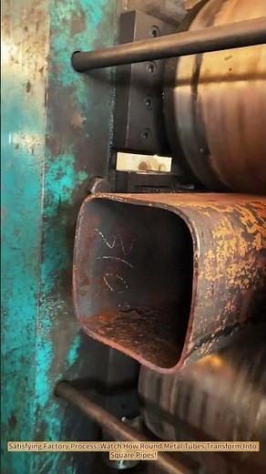 Satisfying Factory Process: Watch How Round Metal Tubes Transform Into Square Pipes!