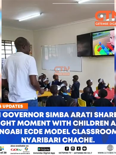 Kisii Governor Simba Arati shared a light moment with children at Riangabi ECDE Model Classroom in Nyaribari Chache. #SimbaArati #KisiiCounty #ECDE #EarlyLearning #NyaribariChache
