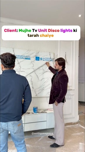 Tv unit with LED lights #interior #homedecor #antiquespace