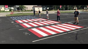 Lebanon High School military recruits paint patriotic parking spots