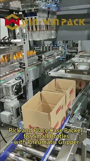 Pick and place case packer for small bottles with pneumatic gripper #shorts #casepacker #packing