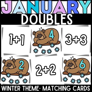 1st Grade Doubles Facts Matching Cards | Mental Math | Winter Bears