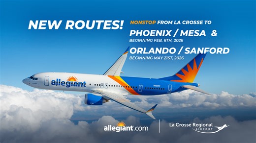 10K views · 136 reactions | Allegiant to service LSE starting February 6th, 2026! | La Crosse Regional Airport | Facebook