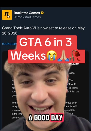 Only 3 Weeks Left🙏🏼 #GTA #GTA6 #GrandTheftAuto #Gaming #Gamer #VideoGames #CinemaScrubs #rockstargames #reddeadredemtion2 #Stock #StockMarket #Trading #GTA5 #Lucia #Jason #gta5_funny #GTA5clips
