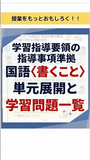 ✅学習指導要領の指導事項準拠 国語〈書くこと〉単元展開と学習問題#授業づくり #授業 #教育 #書く #書く力