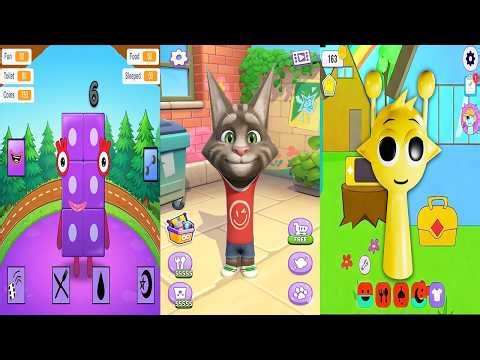 Talking Tom Cat vs My Talking Numberblocks vs Talking Sprunki - All Foods