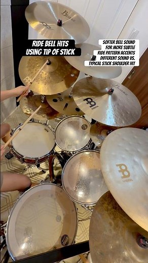 Ride Cymbal Bell Hits Using Tip of Stick